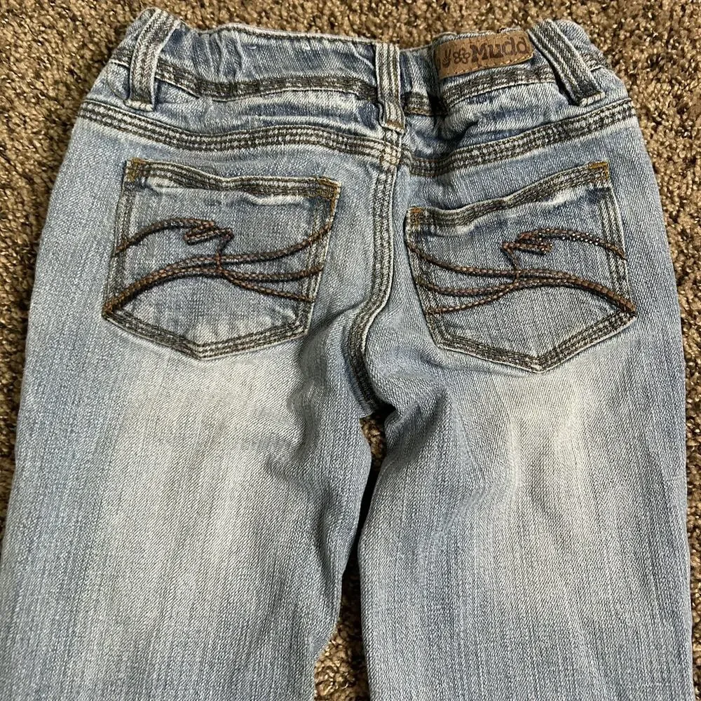 Vintage Y2K Girls Sz 8 Mudd Baby Flare Hippie Peace Sign Flare Jeans - Picture 10 of 16